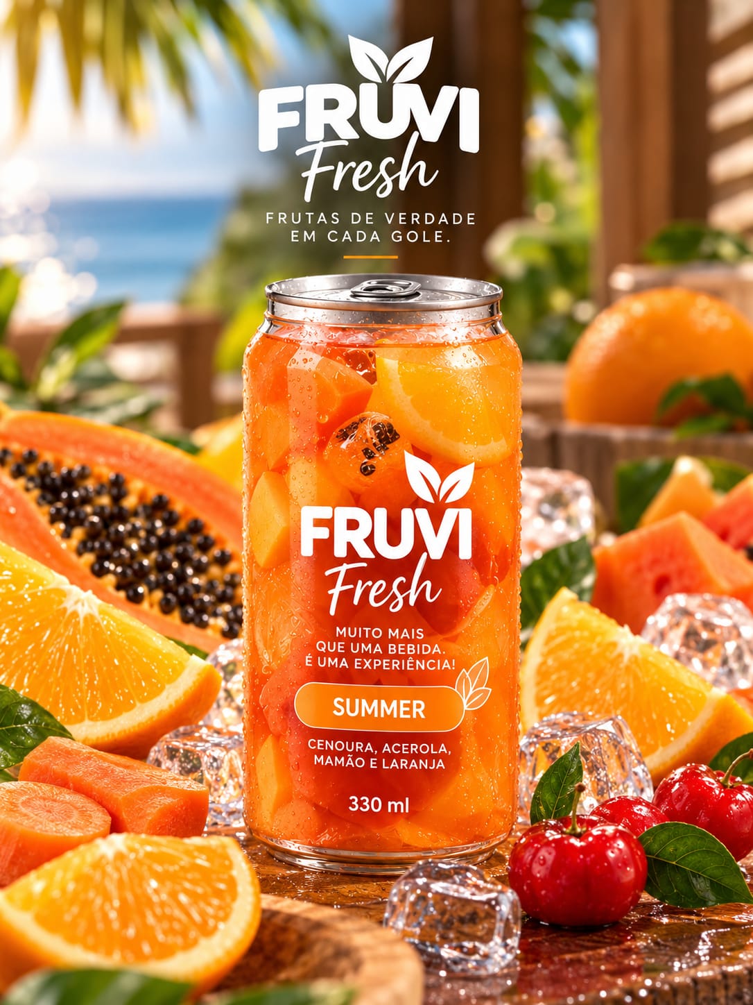 FRUVI Summer com cenoura, acerola, mamão e laranja